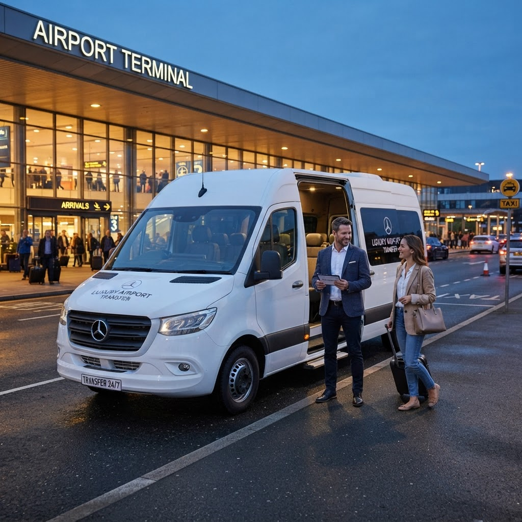 A private transfer vehicle waiting outside Fes-Saïss Airport