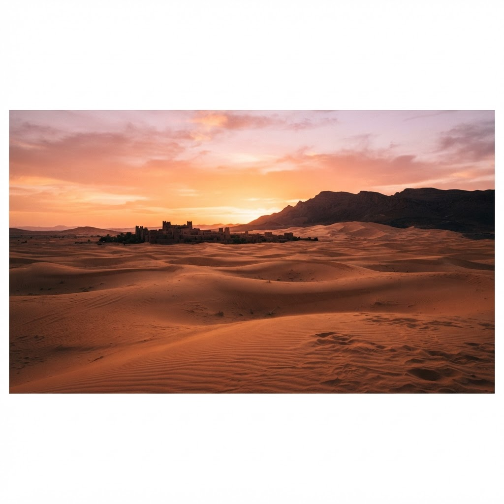 Sahara sand dunes in southern Morocco