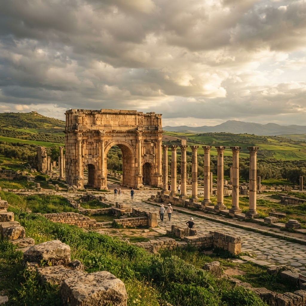 The Roman ruins of Volubilis near Meknes, Morocco